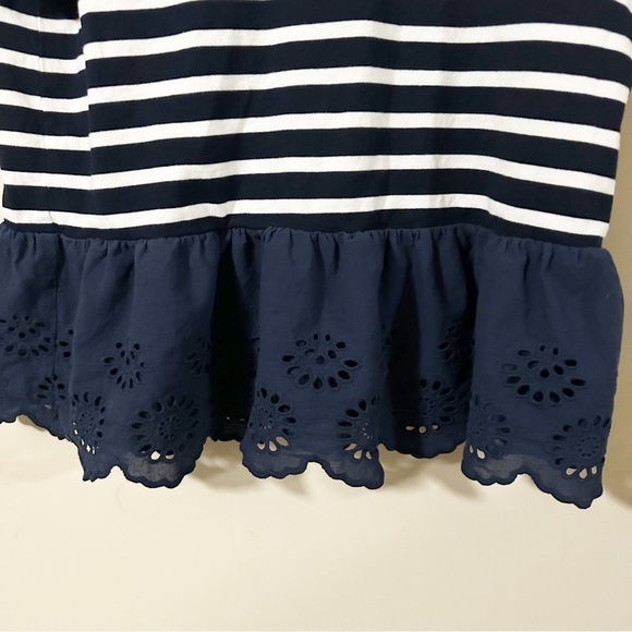 KATE SPADE New York Top Womens Sz. Medium Peplum Eyelet Hem Short Sleeve Striped - Picture 3 of 7